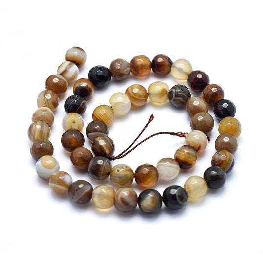 Stribe agat brun 14 mm. Hel streng