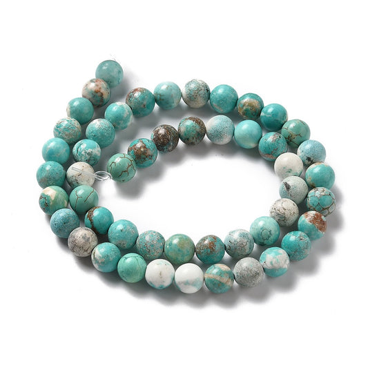 Magnesite naturel 8 mm turkis. Hel streng på ca. 38 cm.