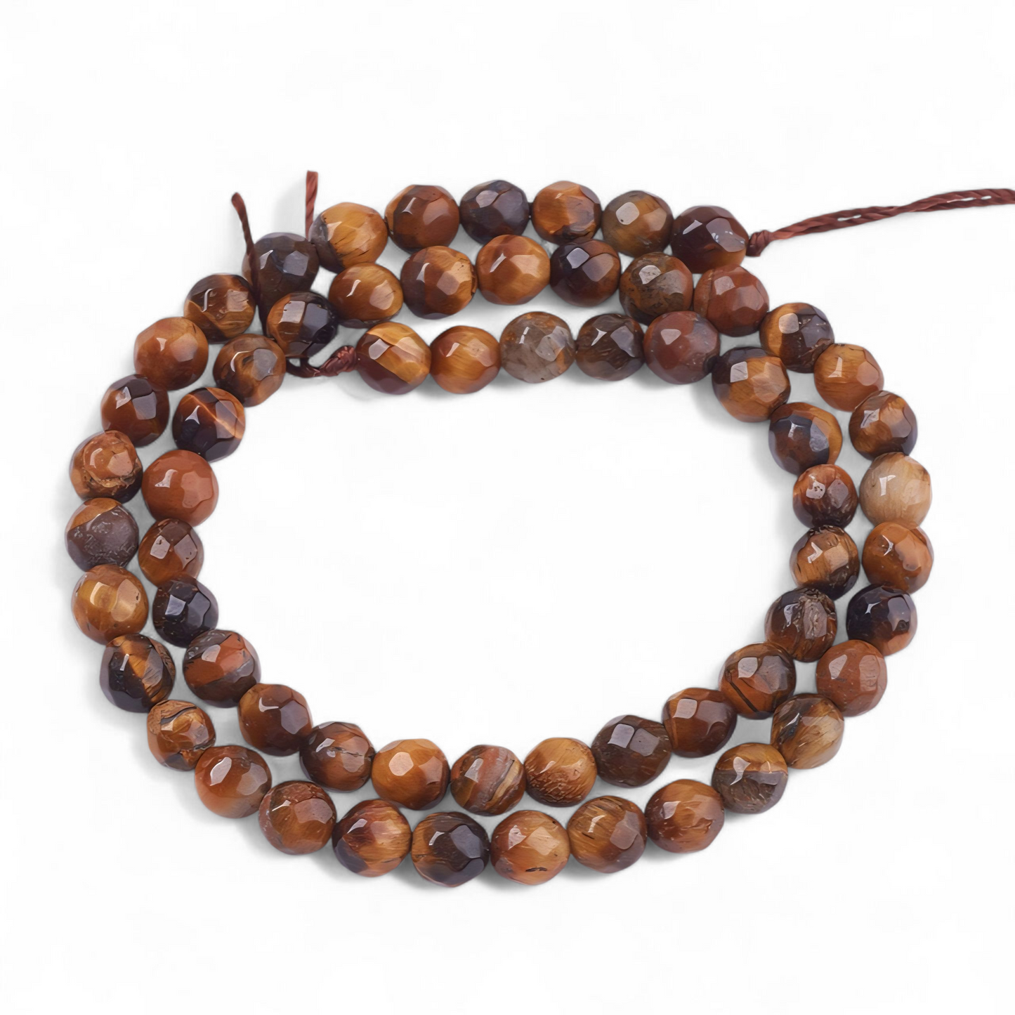 Tigerøje 6 mm. Facetter. Hel streng.