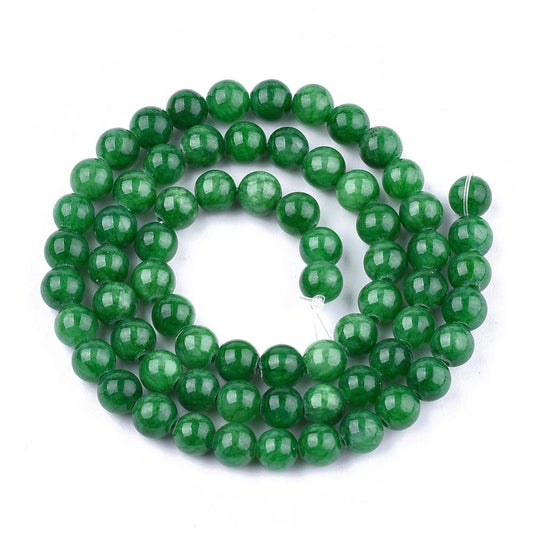 Jadeperler grønne. 6 mm. Hel streng.