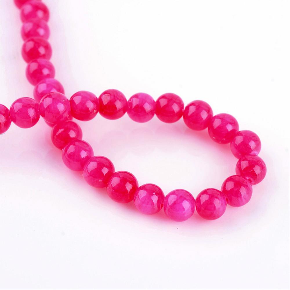 Jadeperler hotpink. 8 mm. Hel streng.
