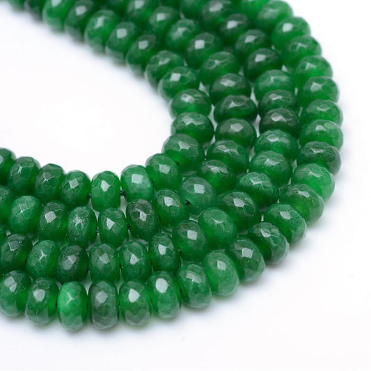 Jadefacetter rondeller. Emerald grøn 5x3 mm. Hel streng.