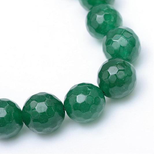 Jadefacetter runde facetter. Grøn 8 mm. Hel streng.