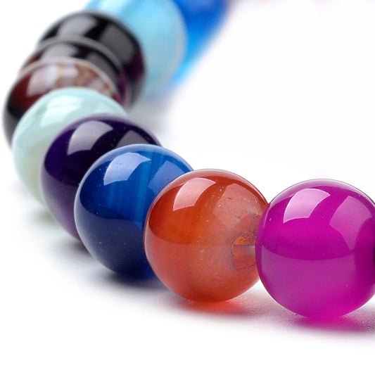 Agat multifarver. 8 mm. Hel streng.