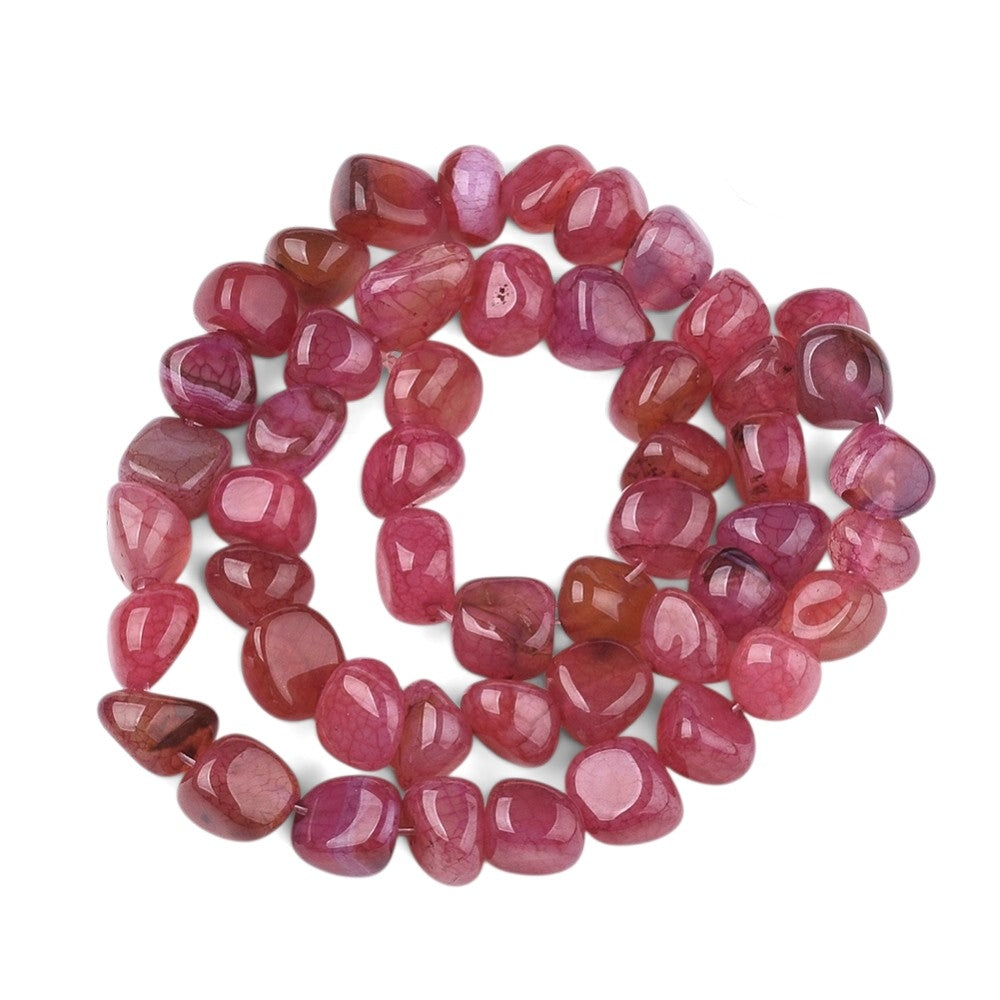 Agat cerise. Nugget 7-9 mm. Hel streng på ca.  38 cm.