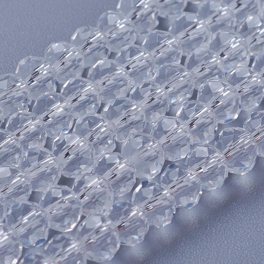Glasfacet klare rondeller 4x3mm. hel streng.