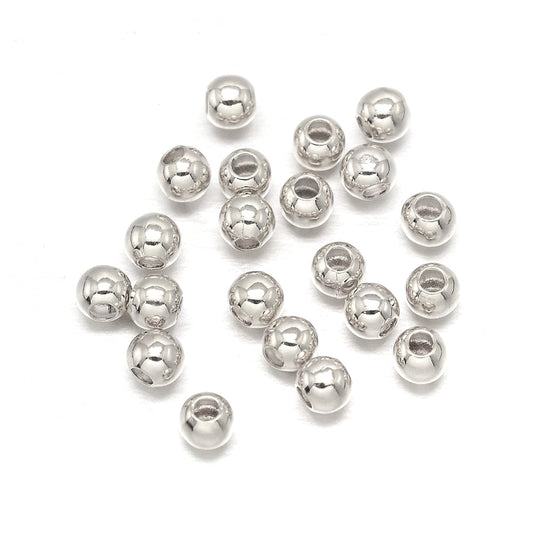 Mellemperler kugler 2,5mm. Platin.  ca. 80 stk.