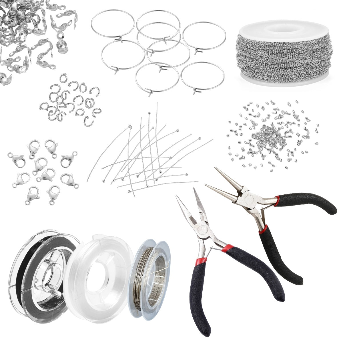 Basis startpakke med værktøj, stor med stål . Vandfaste kvalitets smykkematerialer i 304 rustfrit stål.
