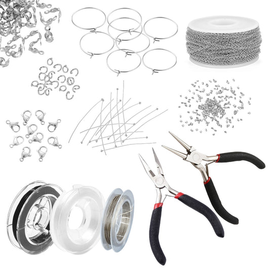 Basis startpakke med værktøj, stor med stål . Vandfaste kvalitets smykkematerialer i 304 rustfrit stål.