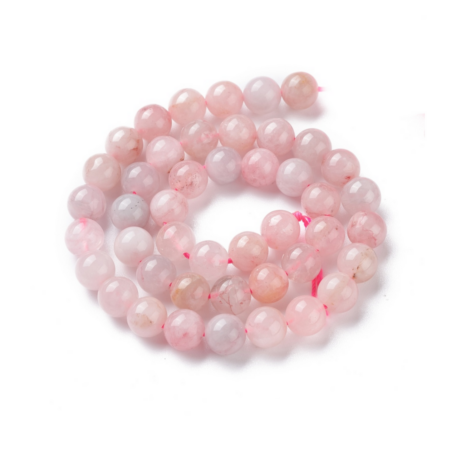 Rosa quartz. Perler 8 mm. Hel streng.