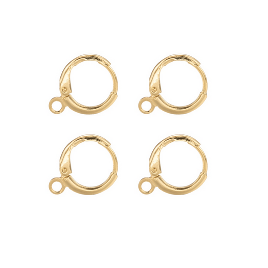 Huggie hoops med loop. 18k guld. Vandfast og svedfast. 4 stk.