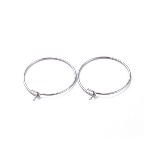 Øreringe hoops 25x0,7 mm. Stål. 4 stk.