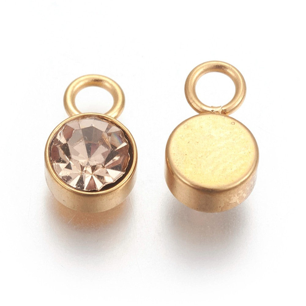 Charm vedhæng med topas glasfacet. Stål med 18k guld. Vandfaste.