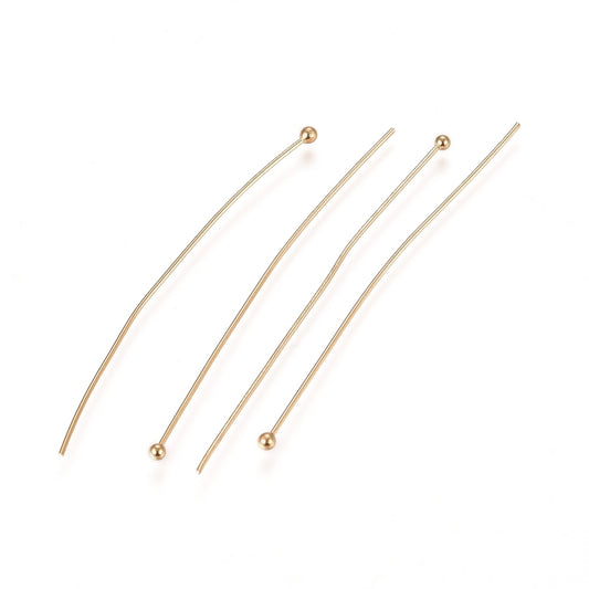Smykkestave med kugle. Stål med 18k guld. 4 x 0,7 cm. 16 stk.