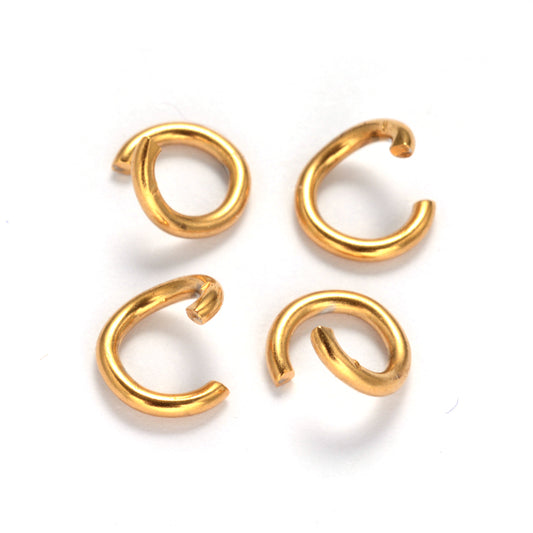 O-ringe ø3,5 mm. 10 stk. Stål forgyldt med 18 karat guld.  Nikkelfri og vandfaste.