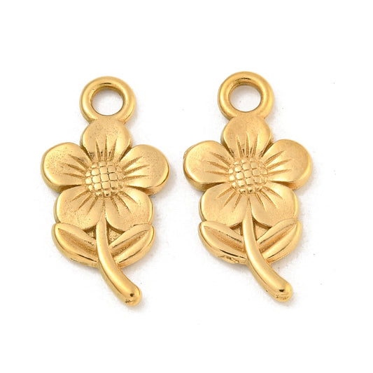 Vedhæng blomsterstilk. 1 stk. Stål forgyldt med 18k guld.