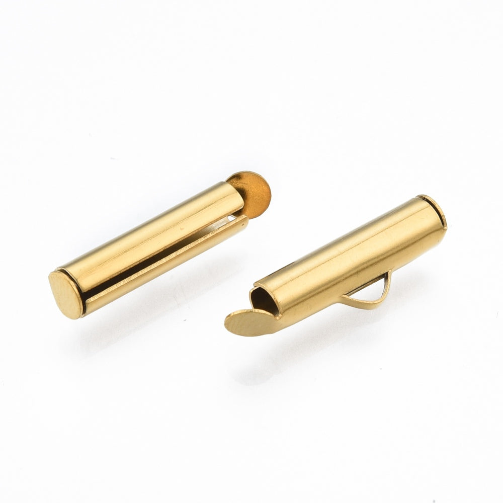 Ende-gliders til perlearmbånd. Guld. 16x4 mm.