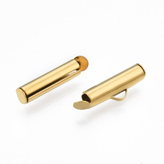 Ende-gliders til perlearmbånd. Guld. 16x4 mm.