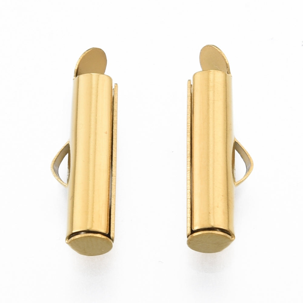 Ende-gliders til perlearmbånd. Guld. 16x4 mm.
