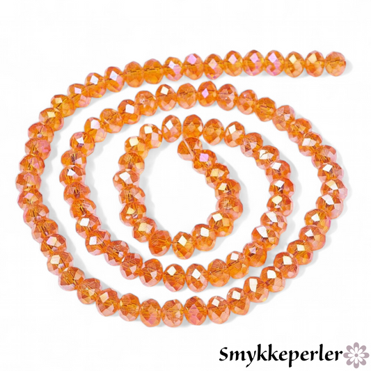 Glasfacetter rondeller orange 2x3mm. hel streng.