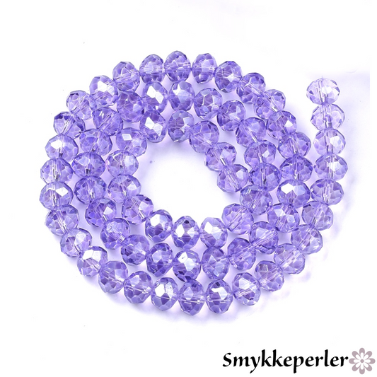 Glasfacetter klar lilla. Rondeller 6x5 mm. Hel streng.