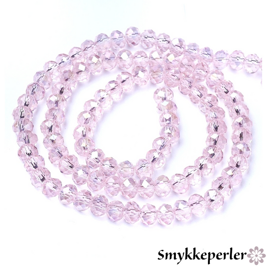 Glasfacet klare rosa rondeller 3x2mm. hel streng.