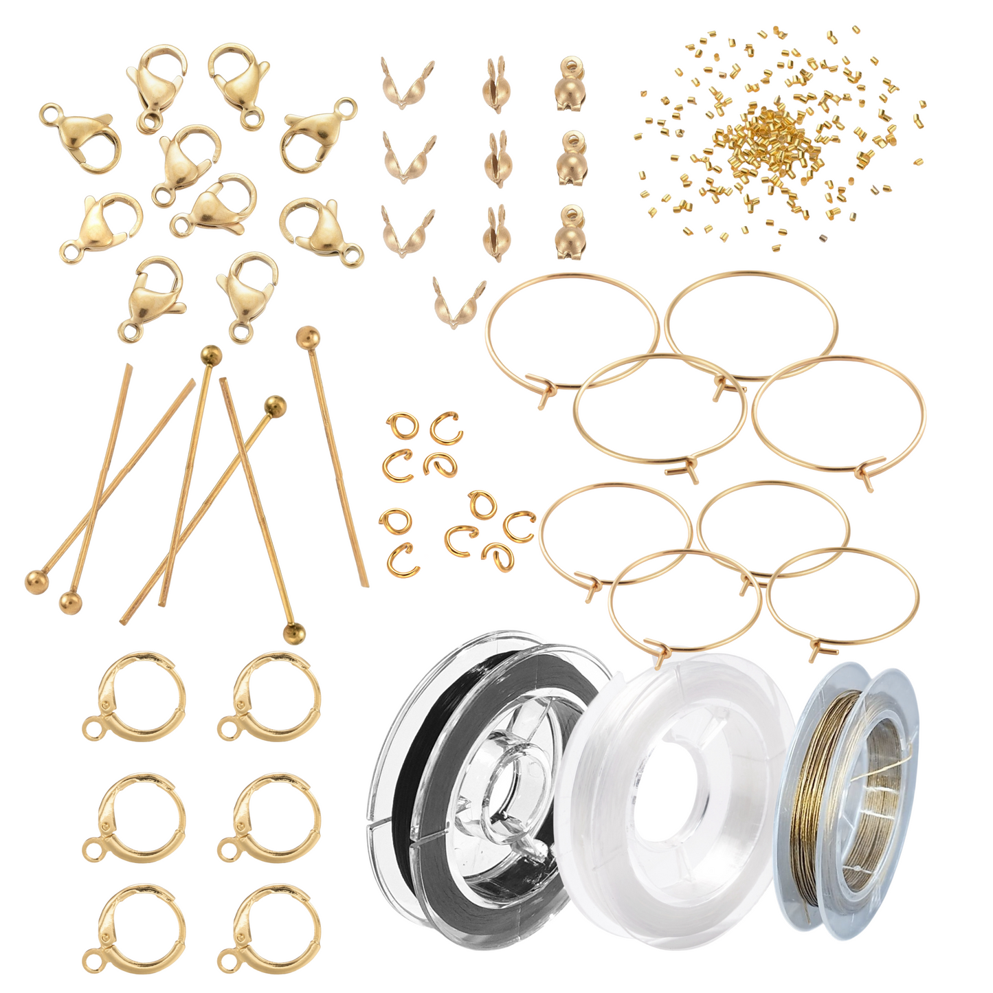 Basis startpakke, medium med guld. Vandfaste smykkematerialer i stål forgyldte med 18k guld.