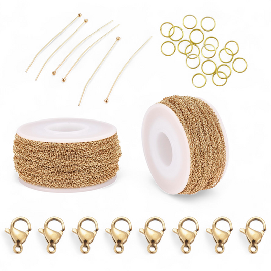 Halskæde DIY startpakke guld. Vandfast.