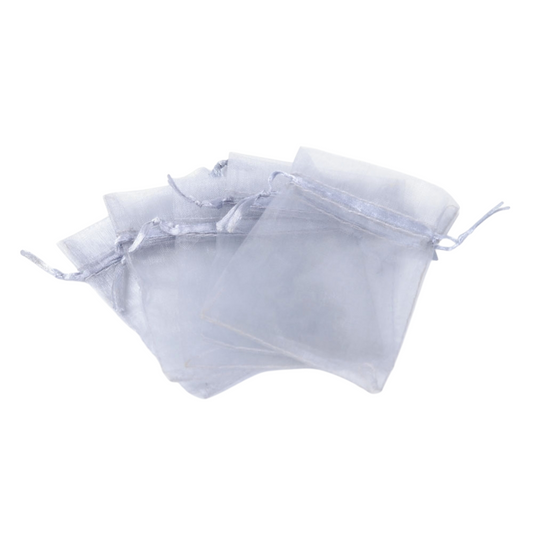 Organzaposer sølvgrå, 7x9 cm. 10 stk.