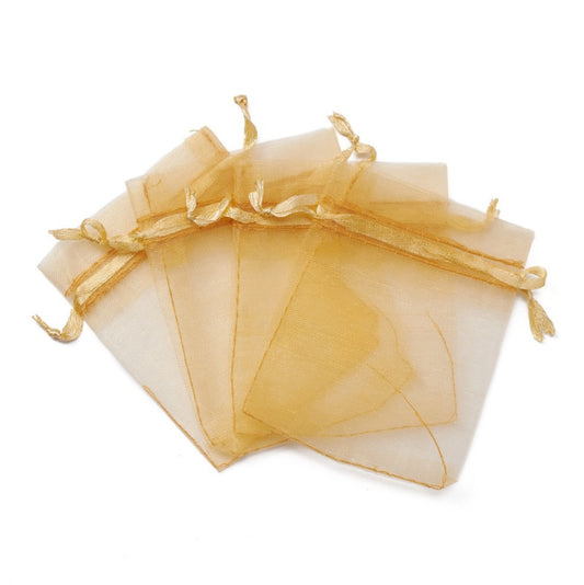 Organzaposer guld look, 7x9 cm. 10 stk.