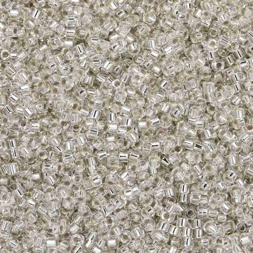 Cylinder delica style 2x1 mm. Sølvfarvet