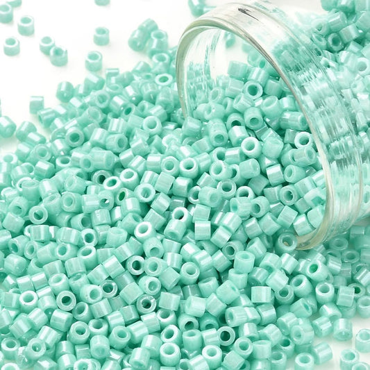 Cylinder delica style 2x1 mm. Mintgrøn