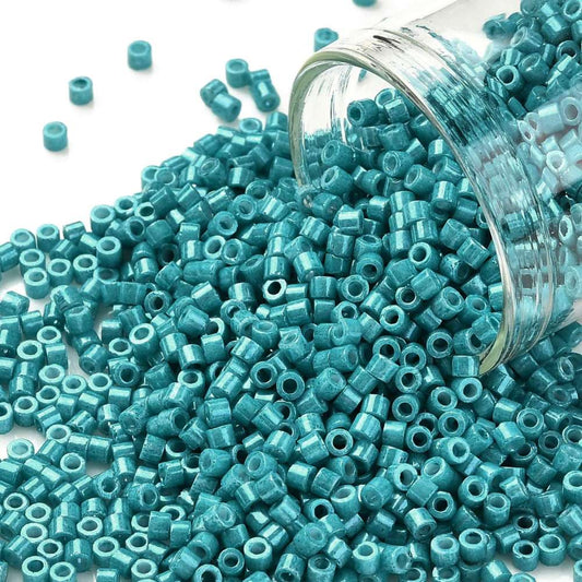 Cylinder delica style 2x1 mm. Mørk cyan