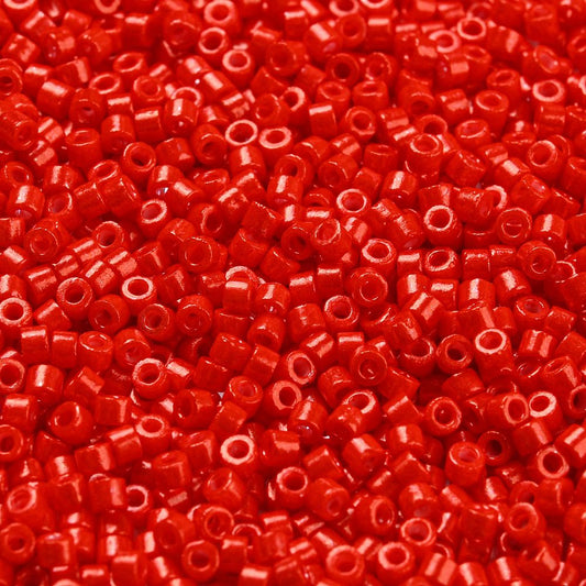 Cylinder delica style 2x1 mm. Rød