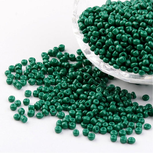 Seed beads teal. Ca. 3 mm.