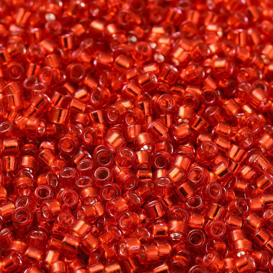 Cylinder delica style 2x1 mm. Rød