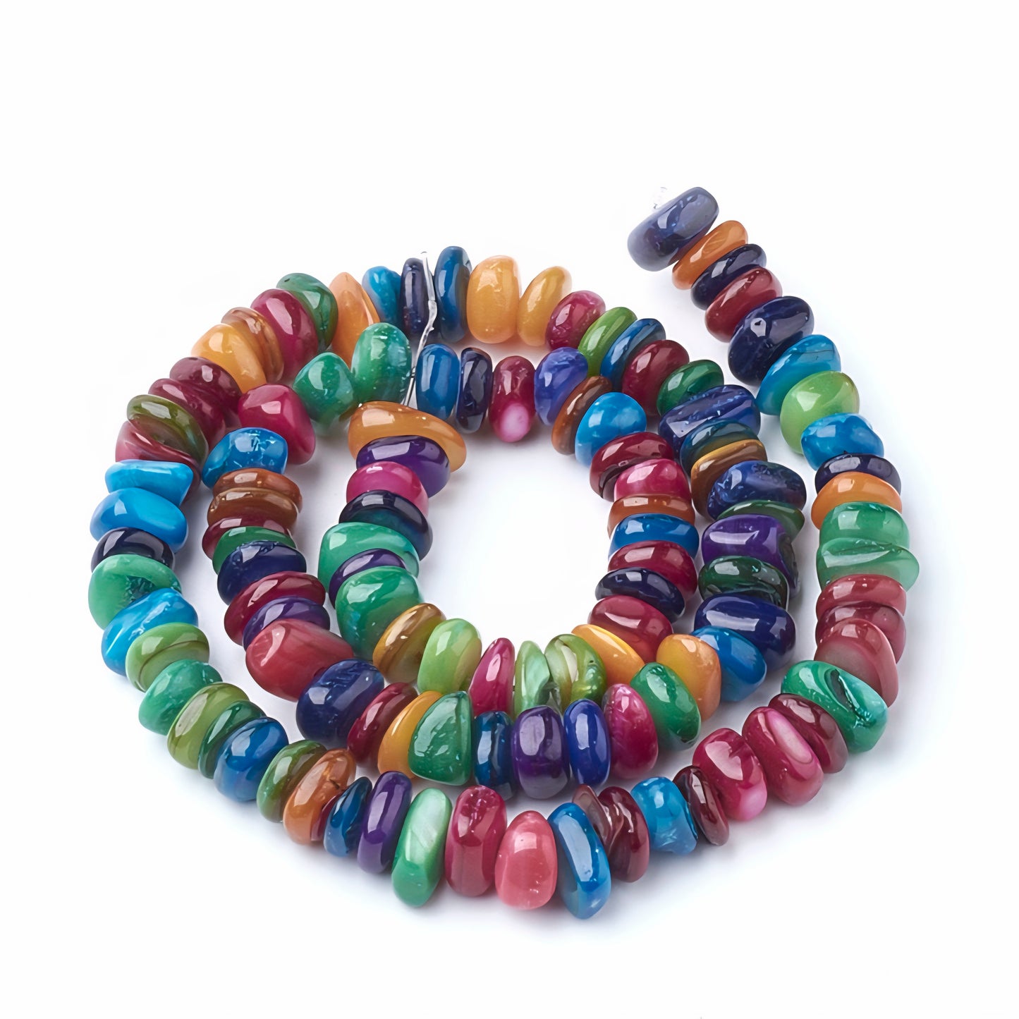 Perlemors nuggets. Ca. 6x6x2 mm. Multi color.