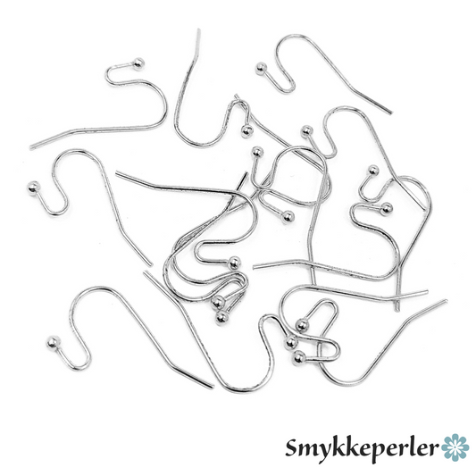 Ørekroge platinfarvede. 10 stk. Nikkelfrie.